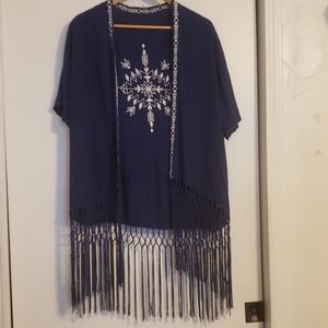 Southwest style fringe kimono Medium